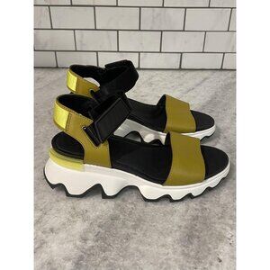 Sorel Kinetic Sandals Shoes Womens Size 8 Green Black White Impact Platform NWOB